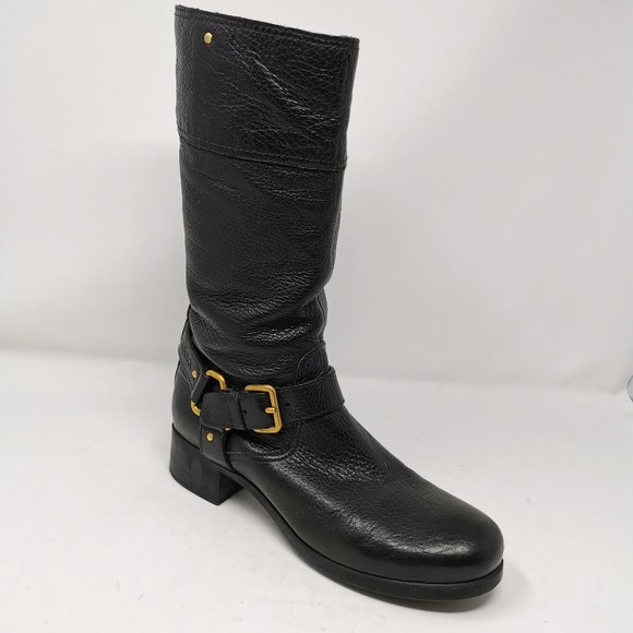 Prada Leather Boots with Gold Link Detail - Picture 2 of 12